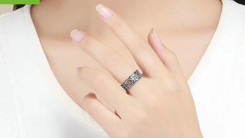 Vintage Flower Ring Silver 925 Sterling Silver Ring - Vymla