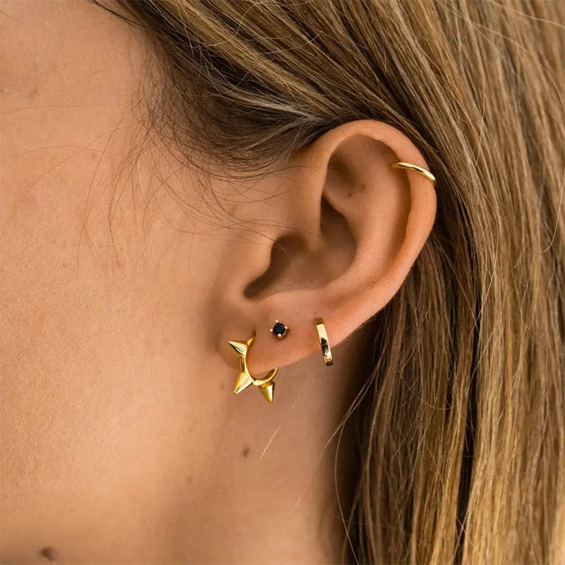S925 Sterling Silver Punk Earings Set - Vymla
